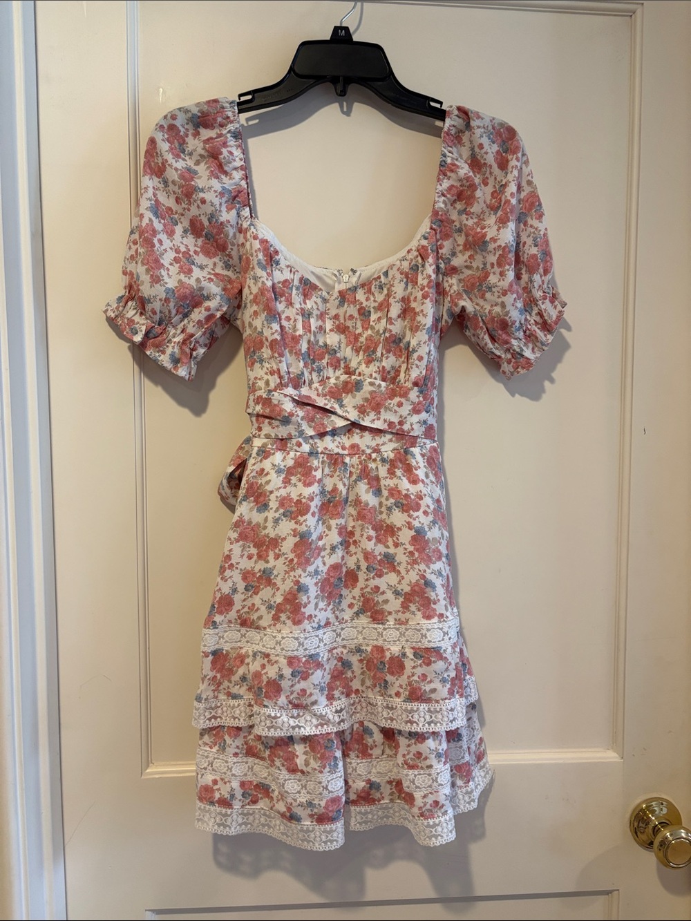 Altar'd State Cream Floral Dress with Pink & Blue Blooms